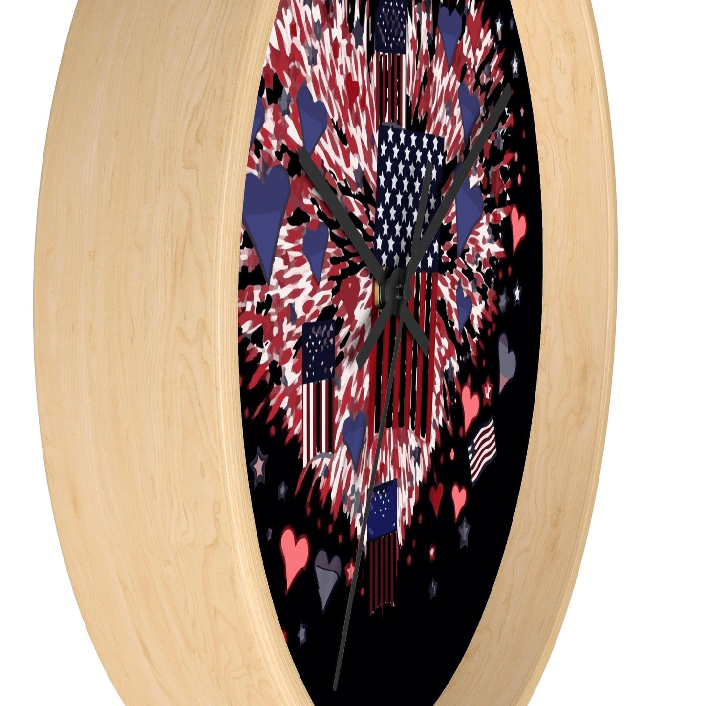Patriotic Hearts of Valor Collection Wall Clock - Miniaday Designs, LLC.