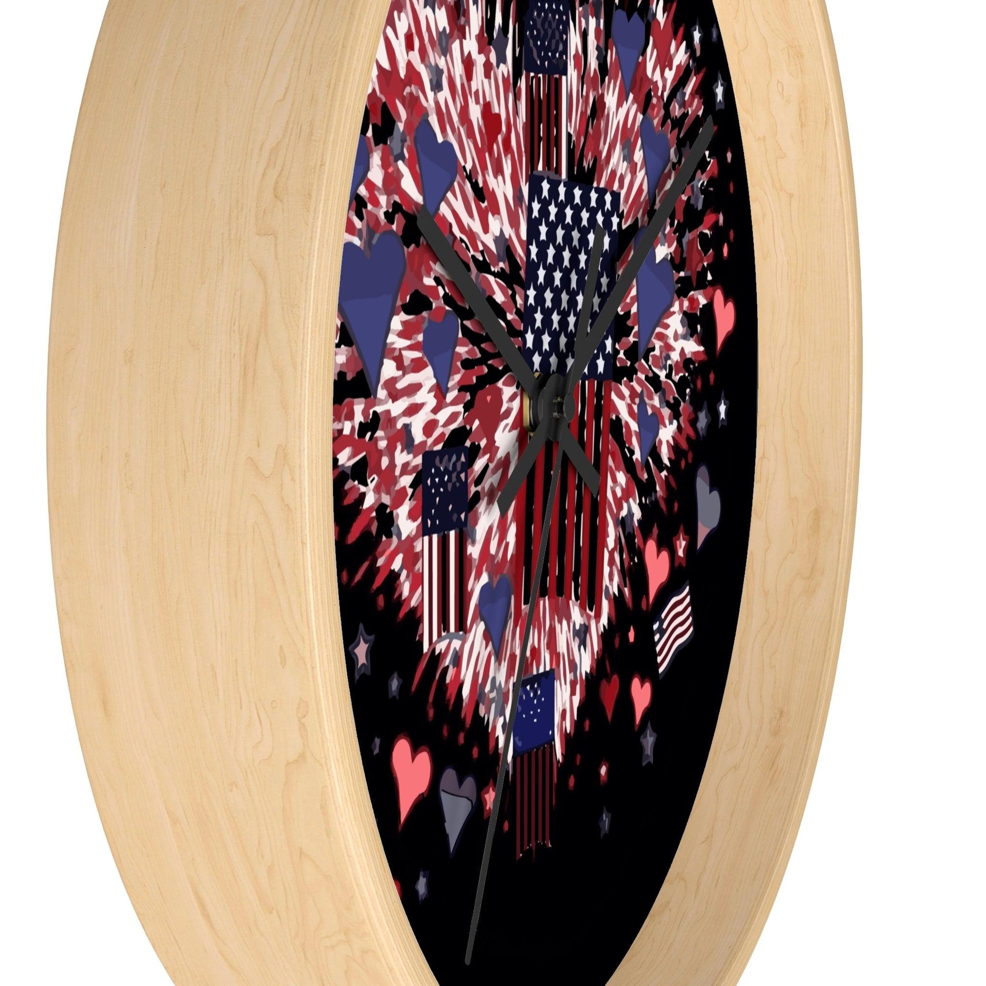 Patriotic Hearts of Valor Collection Wall Clock - Miniaday Designs, LLC.