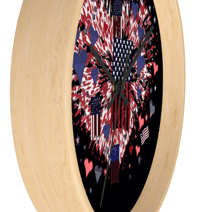 Patriotic Hearts of Valor Collection Wall Clock - Miniaday Designs, LLC.