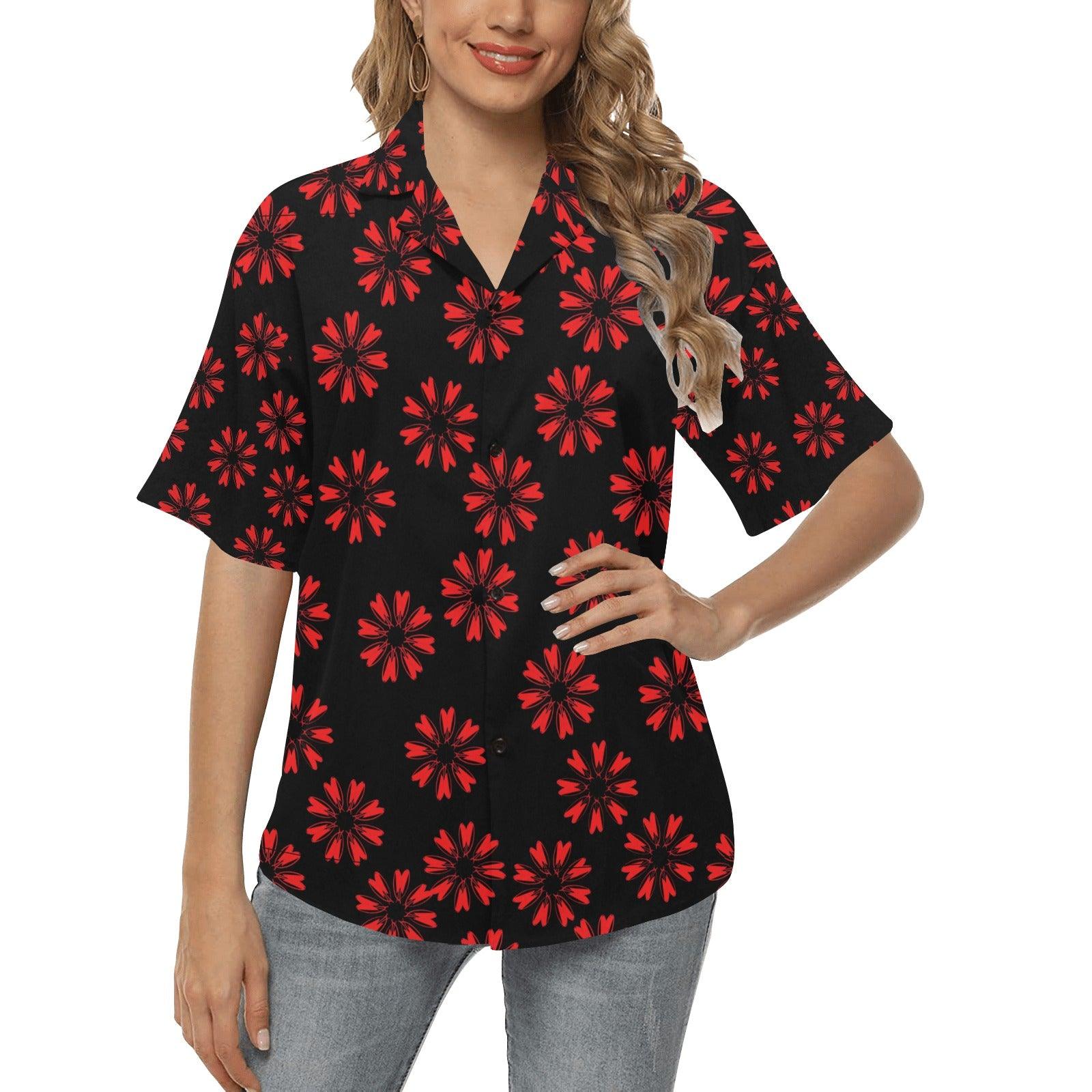 Miniaday Designs Women's Hawaiian Shirts Circle of Hearts Multiple Colors - Miniaday Designs, LLC.