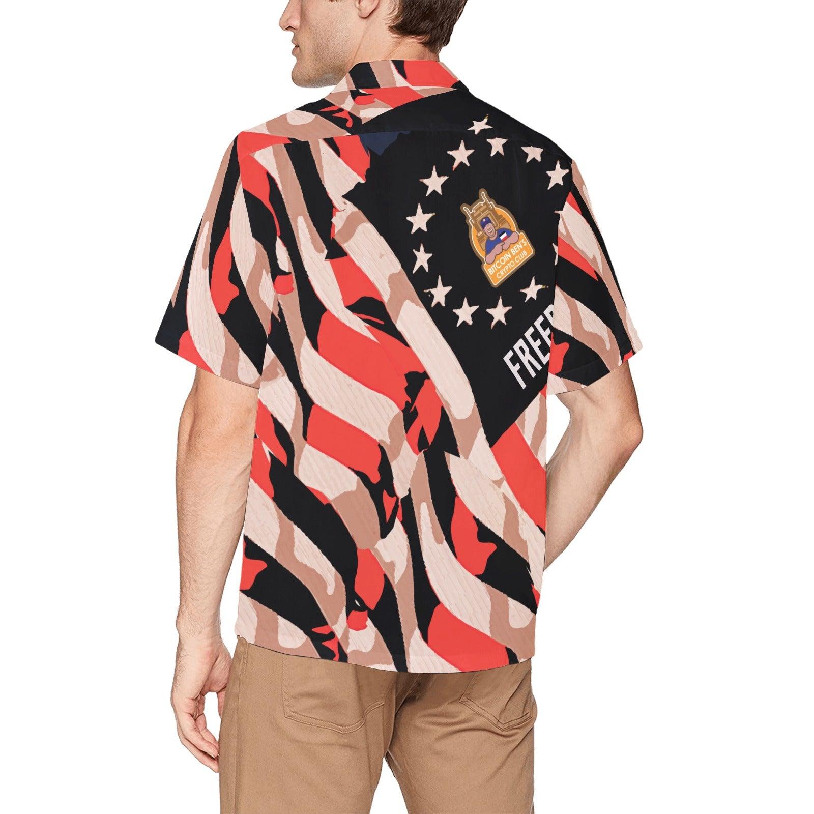 Miniaday Designs Bitcoin Ben 1776 Hawaiian Shirt Hawaiian Shirt with Chest Pocket - Miniaday Designs, LLC.