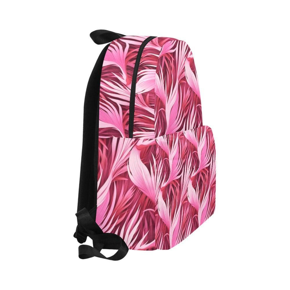 Miniday Designs Unisex Nylon Backpack Hibiscus Swirls in Pink by Patrick - Miniaday Designs, LLC.