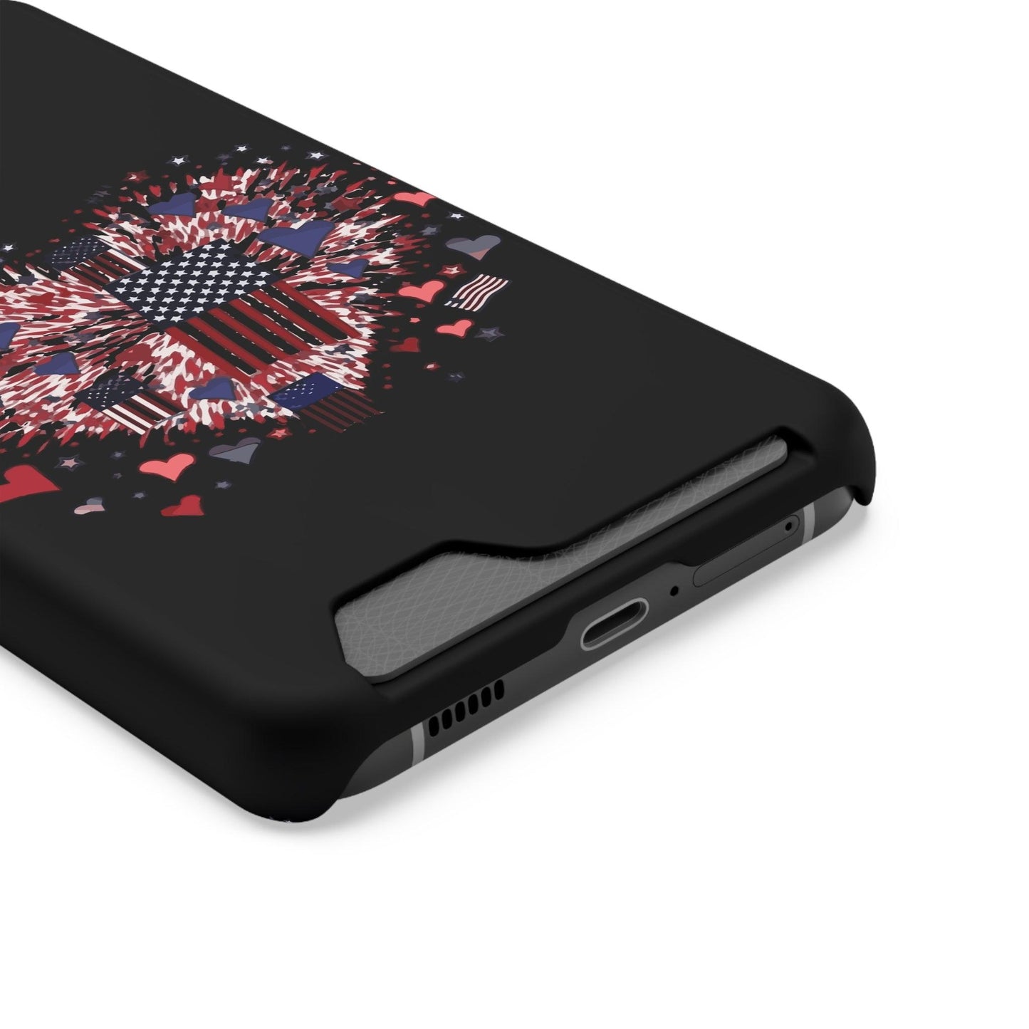 Patriotic Hearts of Valor Collection by Miniaday Designs, LLC. Phone Case With Card Holder - Miniaday Designs, LLC.