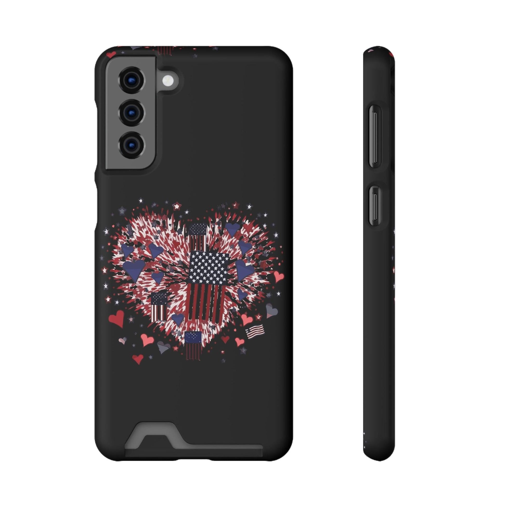 Patriotic Hearts of Valor Collection by Miniaday Designs, LLC. Phone Case With Card Holder - Miniaday Designs, LLC.