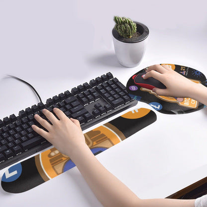Miniaday Designs Bitcoin Ben with Logos Mouse and Wrist Support Keyboard Mouse Pad Set with Wrist Rest Support - Miniaday Designs, LLC.
