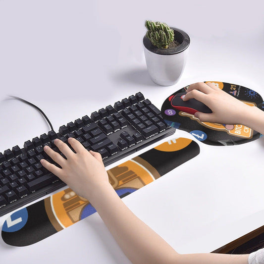 Miniaday Designs Bitcoin Ben with Logos Mouse and Wrist Support Keyboard Mouse Pad Set with Wrist Rest Support - Miniaday Designs, LLC.