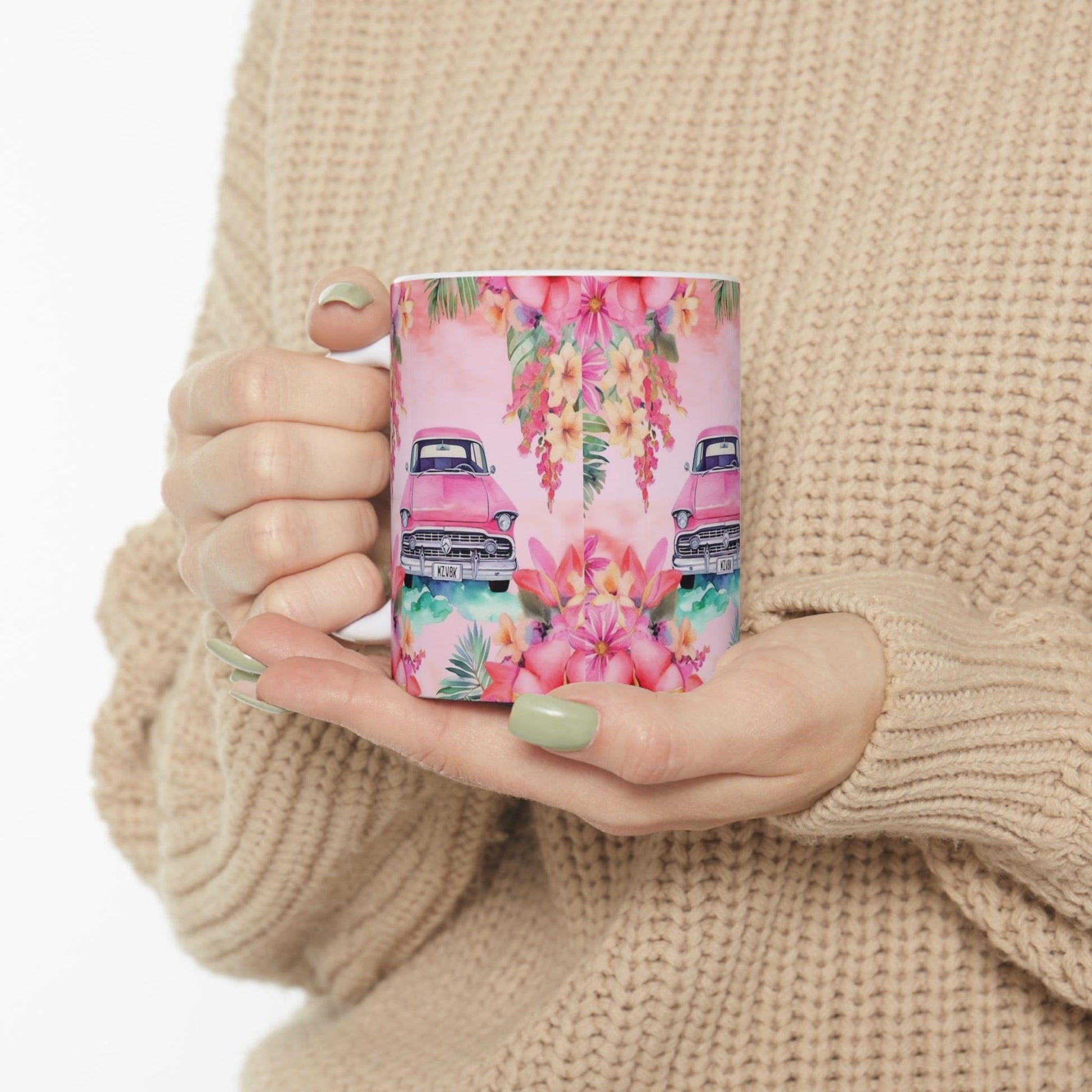 Pink Paradise Roadtrip Collection by Miniaday Designs, LLC. Ceramic Mug 11oz - Miniaday Designs, LLC.
