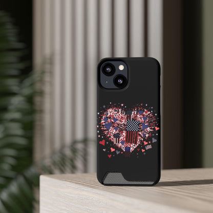 Patriotic Hearts of Valor Collection by Miniaday Designs, LLC. Phone Case With Card Holder - Miniaday Designs, LLC.