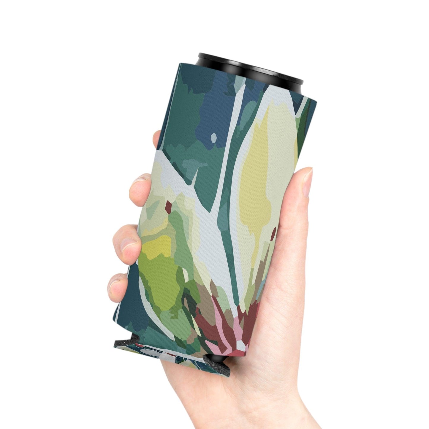 Rain-kissed Lotus Whimsy Collection by Miniaday Designs, LLC. Can Cooler - Miniaday Designs, LLC.