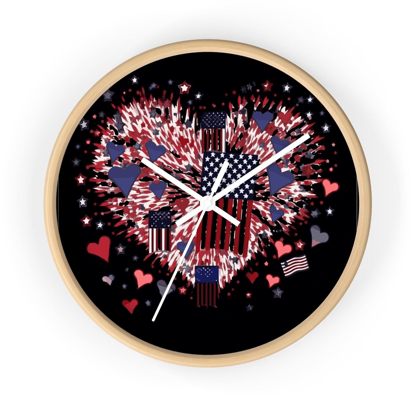 Patriotic Hearts of Valor Collection Wall Clock - Miniaday Designs, LLC.
