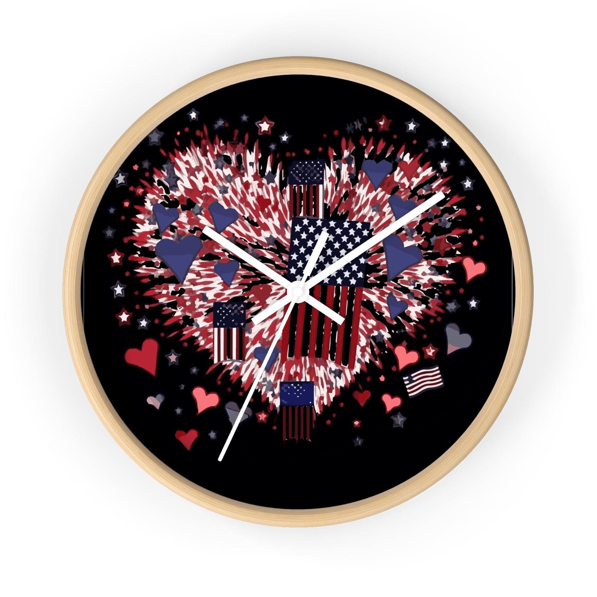 Patriotic Hearts of Valor Collection Wall Clock - Miniaday Designs, LLC.