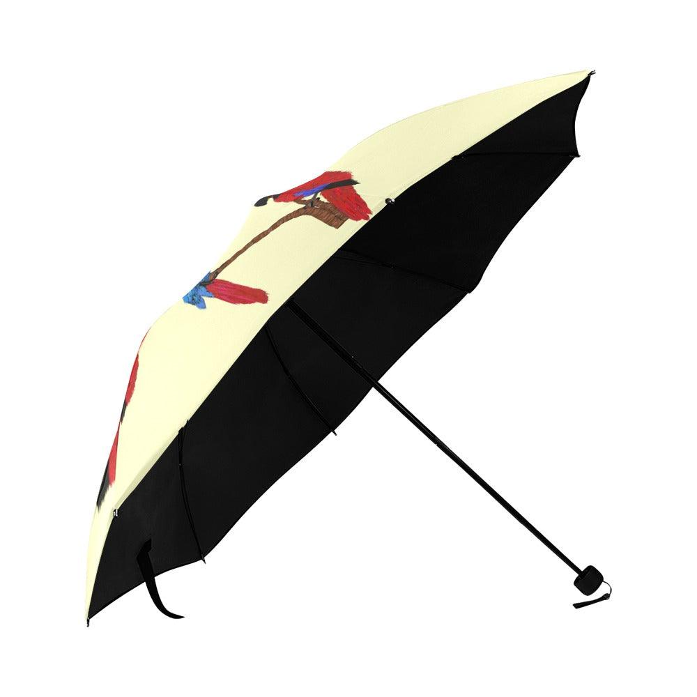 Miniaday Designs Parrots on Yellow Anti-UV Foldable Umbrella - Miniaday Designs, LLC.