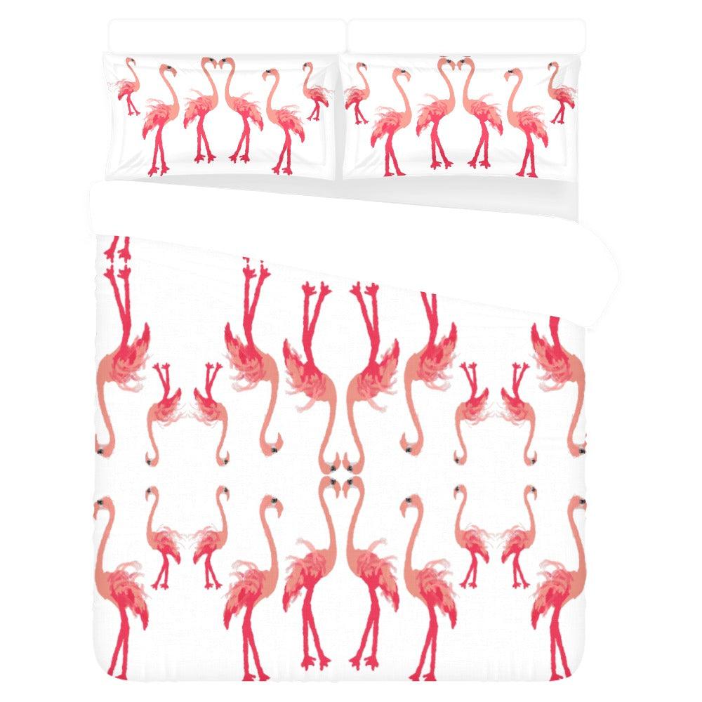Miniaday Designs Fuschia Feathers Flamingo 3 x 3-Piece Bedding Set - Miniaday Designs, LLC.