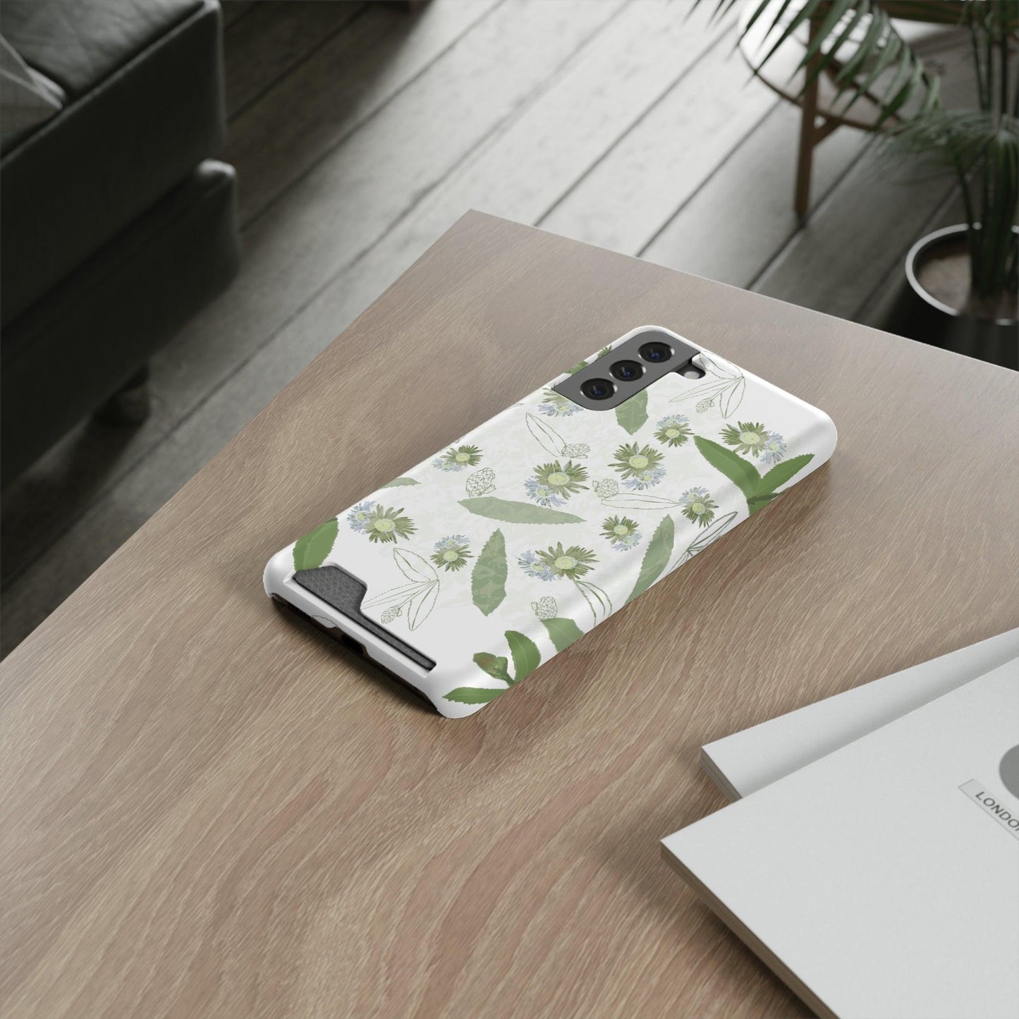 Serene Botanical Harmony Collection by Miniaday Designs, LLC. Phone Case With Card Holder - Miniaday Designs, LLC.