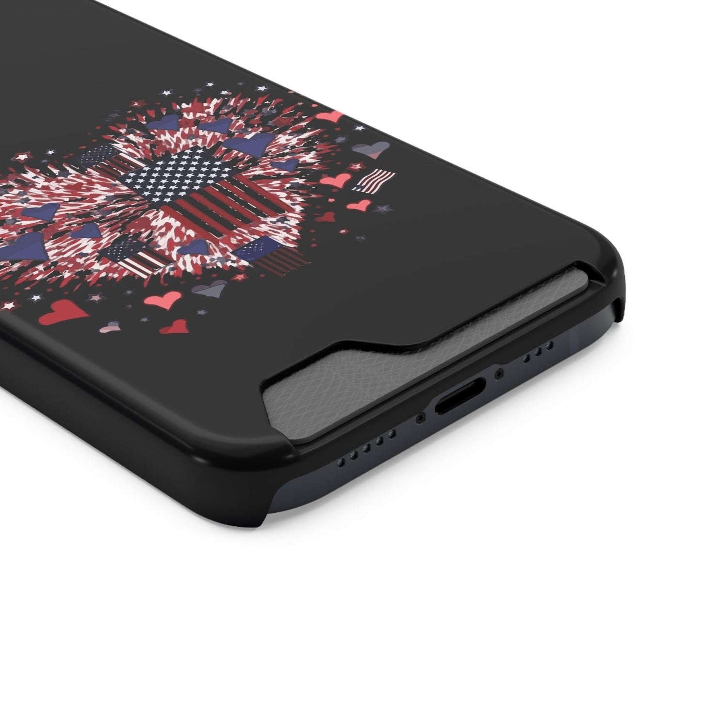 Patriotic Hearts of Valor Collection by Miniaday Designs, LLC. Phone Case With Card Holder - Miniaday Designs, LLC.