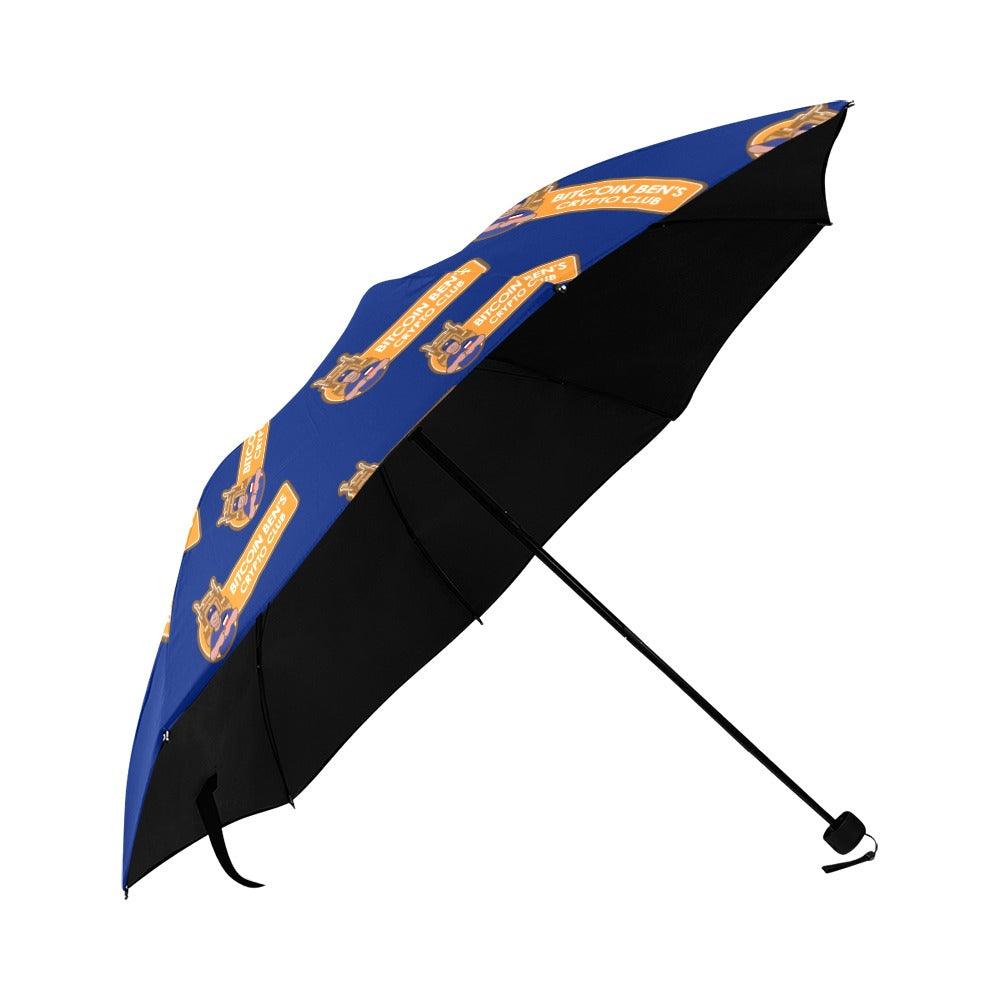 Miniaday Designs Bitcoin Ben Crypto Club Logo on Blue Anti-UV Foldable Umbrella - Miniaday Designs, LLC.