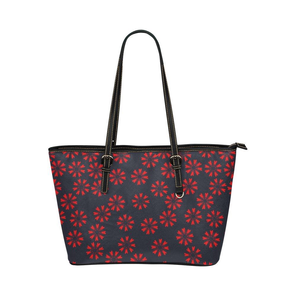 Miniaday Designs Red Bursts of Hearts on Navy Handbag PU Leather Handbag - Miniaday Designs, LLC.