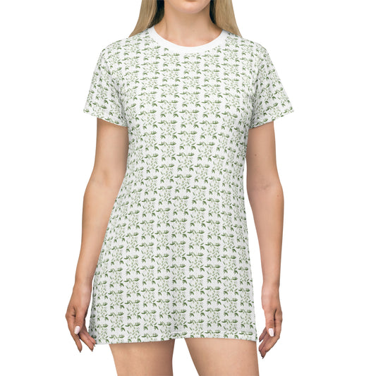Serene Botanical Harmony Collection by Miniaday Designs, LLC. T-Shirt Dress (XS-2XL) - Miniaday Designs, LLC.