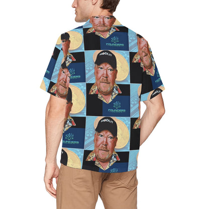 Miniaday Designs Bitcoin Ben and Bitcoin Hawaiian Shirt with Chest Pocket Multicolor