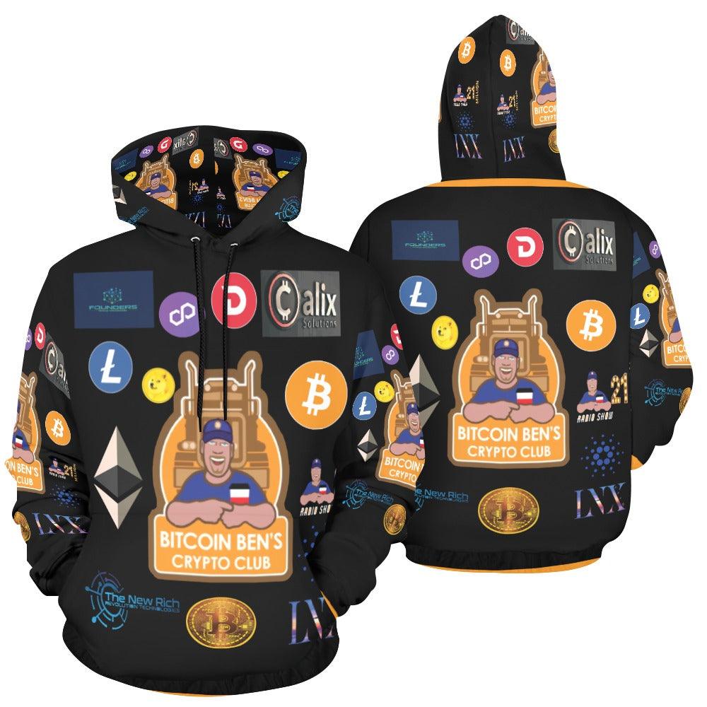 Miniaday Designs Bitcoin Ben Logo II orange neck hoodie All Over Print Hoodie for Men (USA Size) (Model H13) Updated - Miniaday Designs, LLC.