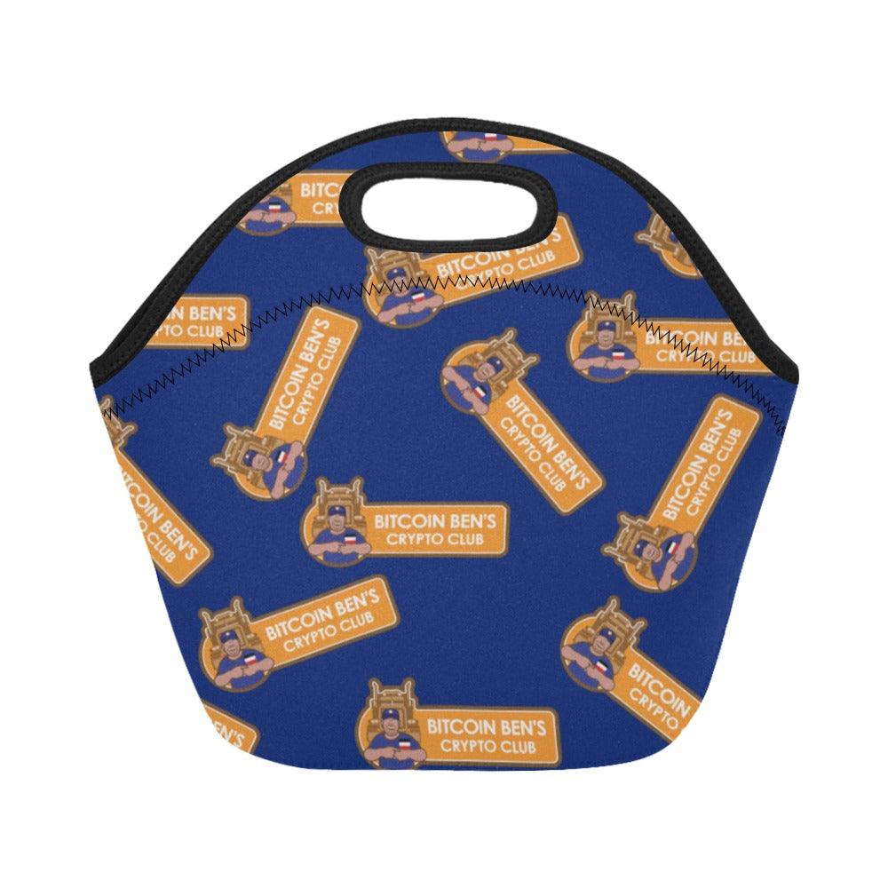 Miniaday Designs Bitcoin Ben Crypto Logo Multi Blue Neoprene Lunch Bag/Small - Miniaday Designs, LLC.