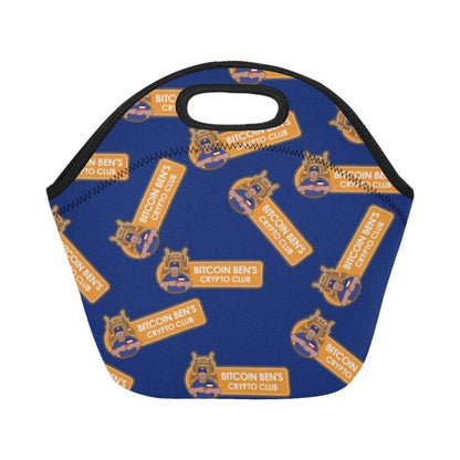 Miniaday Designs Bitcoin Ben Crypto Logo Multi Blue Neoprene Lunch Bag/Small - Miniaday Designs, LLC.