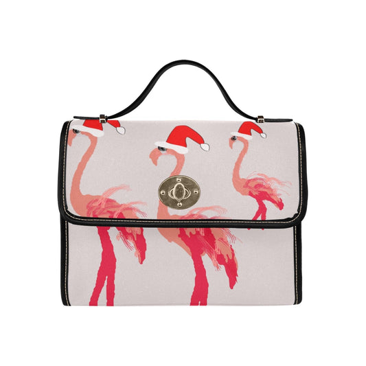 Miniaday Designs Santa Flamingoes Waterproof Canvas Bag-Black - Miniaday Designs, LLC.