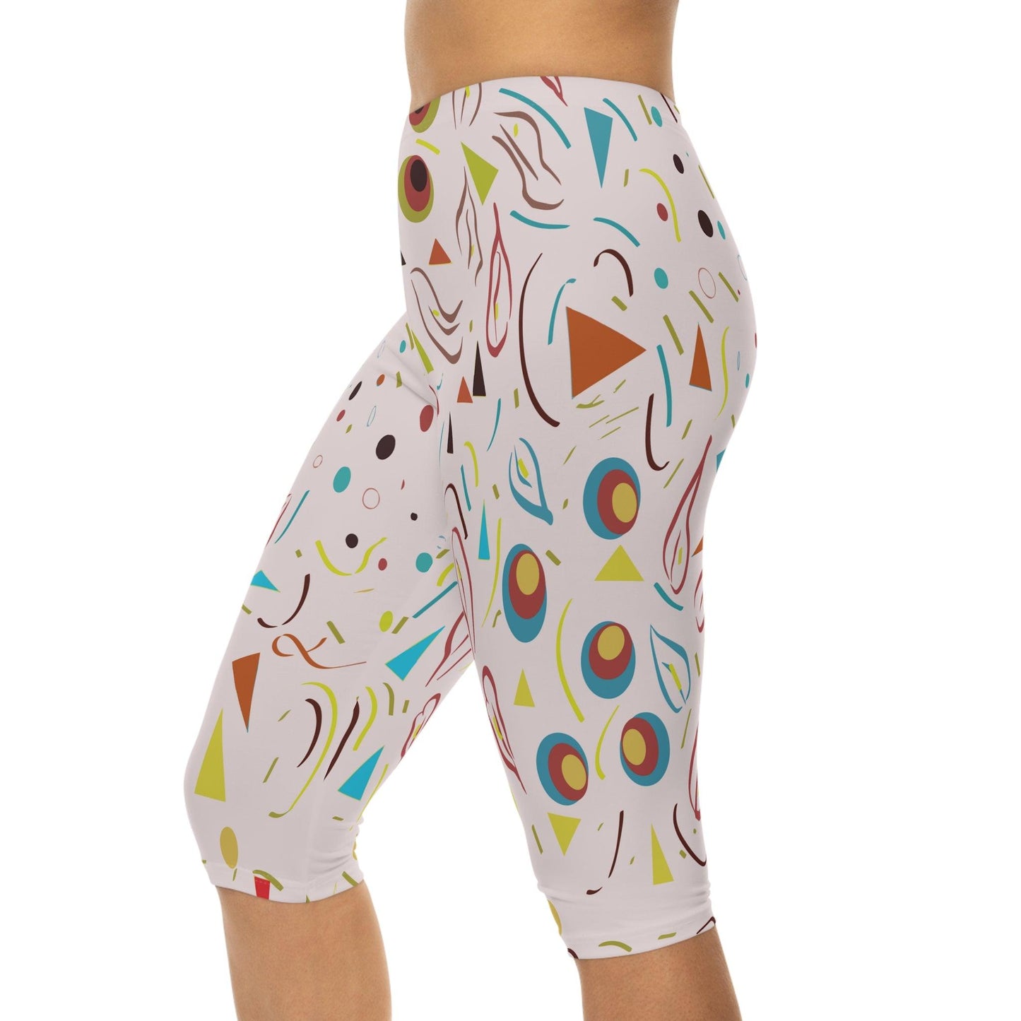 Nostalgic Confetti Carnival Collection by Miniaday Designs, LLC. Women’s Capri Leggings - Miniaday Designs, LLC.