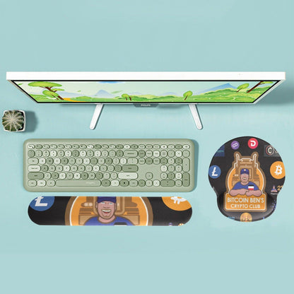 Miniaday Designs Bitcoin Ben with Logos Mouse and Wrist Support Keyboard Mouse Pad Set with Wrist Rest Support - Miniaday Designs, LLC.