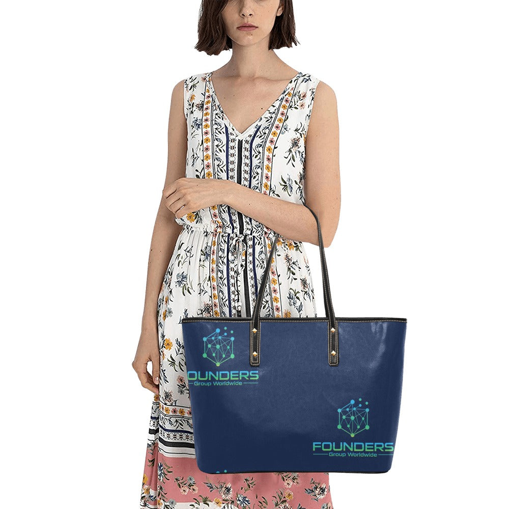 Miniaday Designs Founders Group Large Chic Leather Tote Bag Blue xxx
