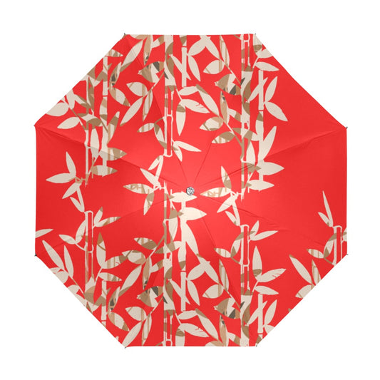 Miniaday Designs Reflective Bamboo on Red Anti-UV Foldable Umbrella