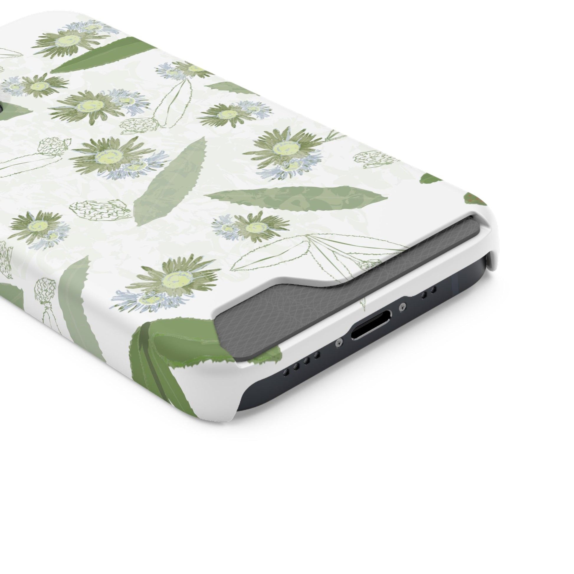 Serene Botanical Harmony Collection by Miniaday Designs, LLC. Phone Case With Card Holder - Miniaday Designs, LLC.