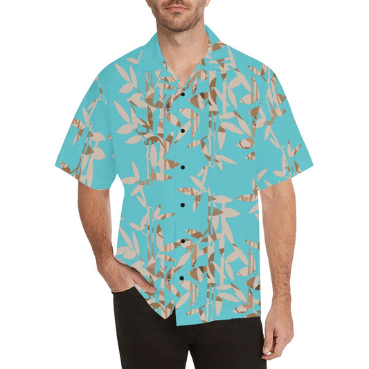 Miniaday Designs Teal on Bamboo Reflection Hawaiian Shirt NO Pocket