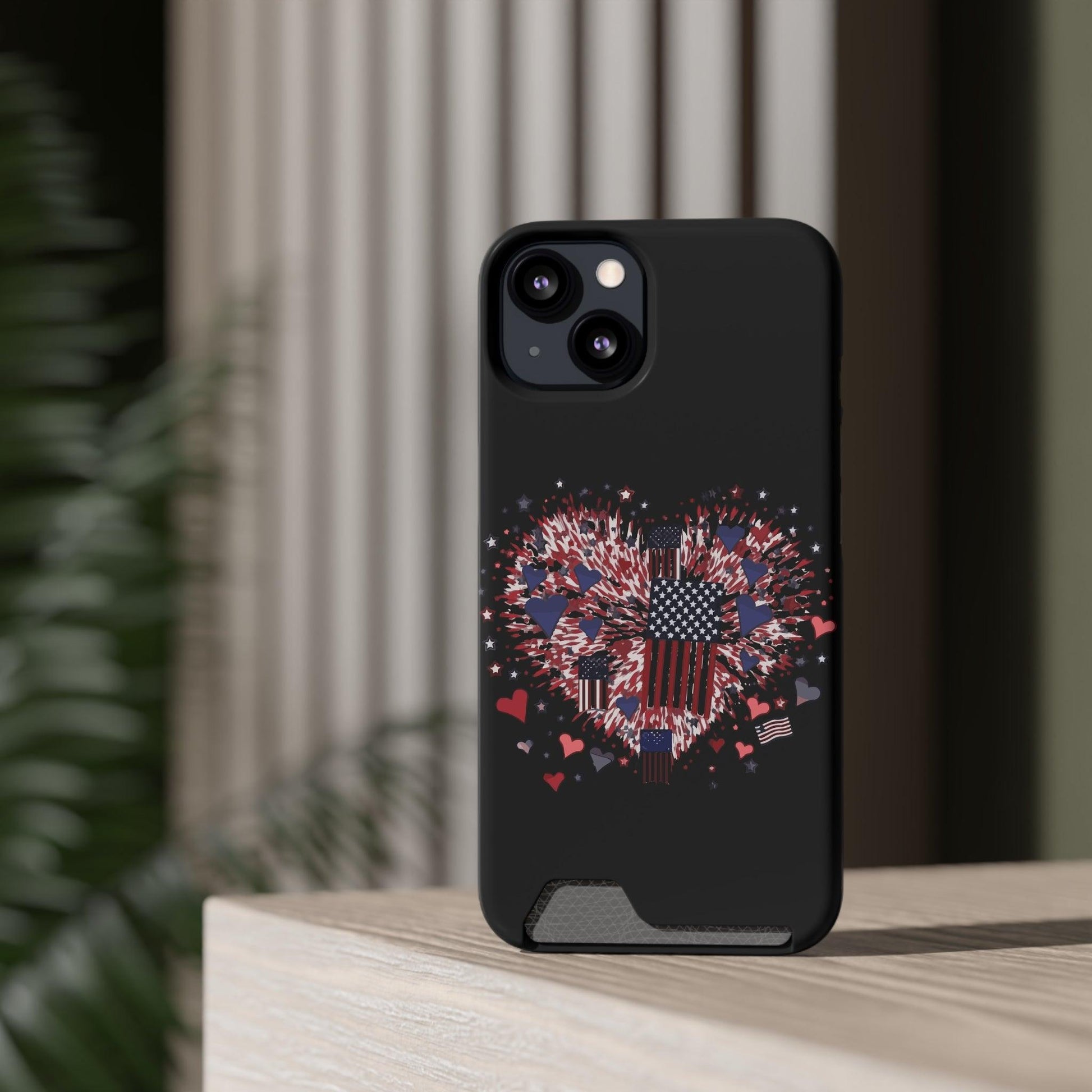 Patriotic Hearts of Valor Collection by Miniaday Designs, LLC. Phone Case With Card Holder - Miniaday Designs, LLC.