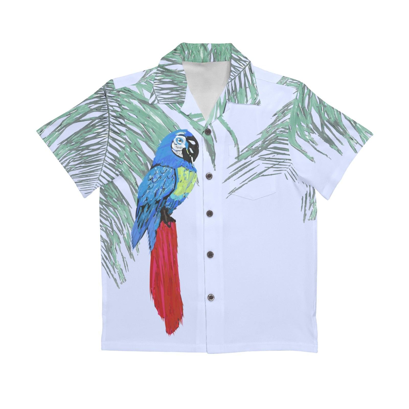 Miniaday Designs Blue Parrot Youth Hawaiian Shirt Big Boys' Hawaiian Shirt (Model T58) - Miniaday Designs, LLC.