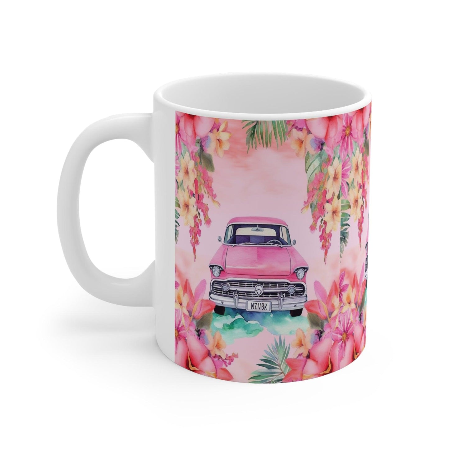 Pink Paradise Roadtrip Collection by Miniaday Designs, LLC. Ceramic Mug 11oz - Miniaday Designs, LLC.
