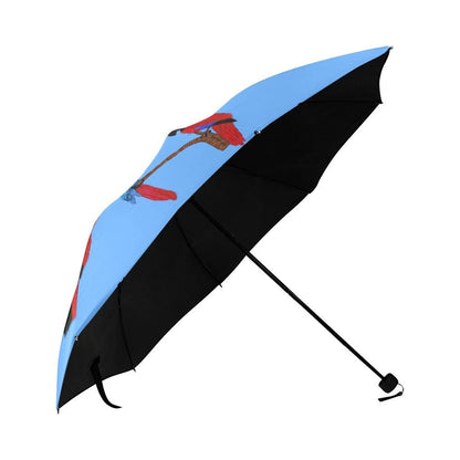 Miniaday Designs Parrots on Blue Anti-UV Foldable Umbrella - Miniaday Designs, LLC.