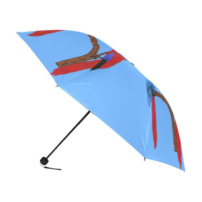 Miniaday Designs Parrots on Blue Anti-UV Foldable Umbrella - Miniaday Designs, LLC.