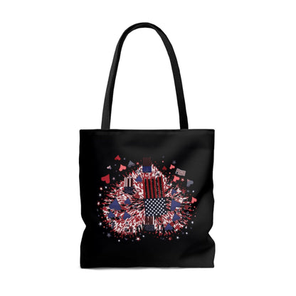 Miniaday Designs Patriotic Hearts Black Tote Bag - Miniaday Designs, LLC.