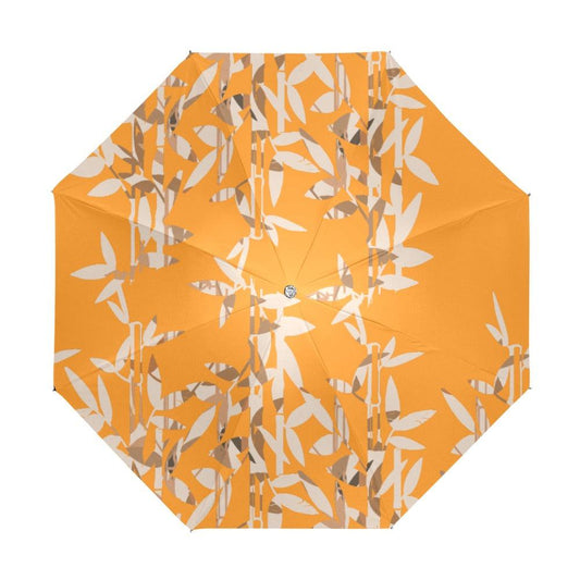 Miniaday Designs Reflective Bamboo on Light Orange Anti-UV Foldable Umbrella - Miniaday Designs, LLC.