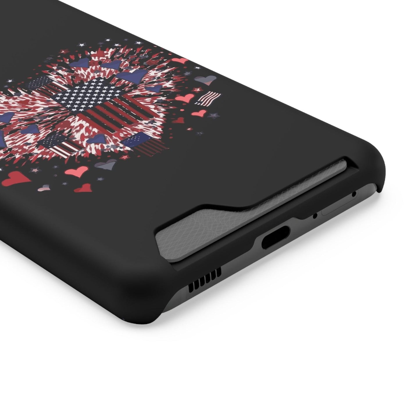 Patriotic Hearts of Valor Collection by Miniaday Designs, LLC. Phone Case With Card Holder - Miniaday Designs, LLC.