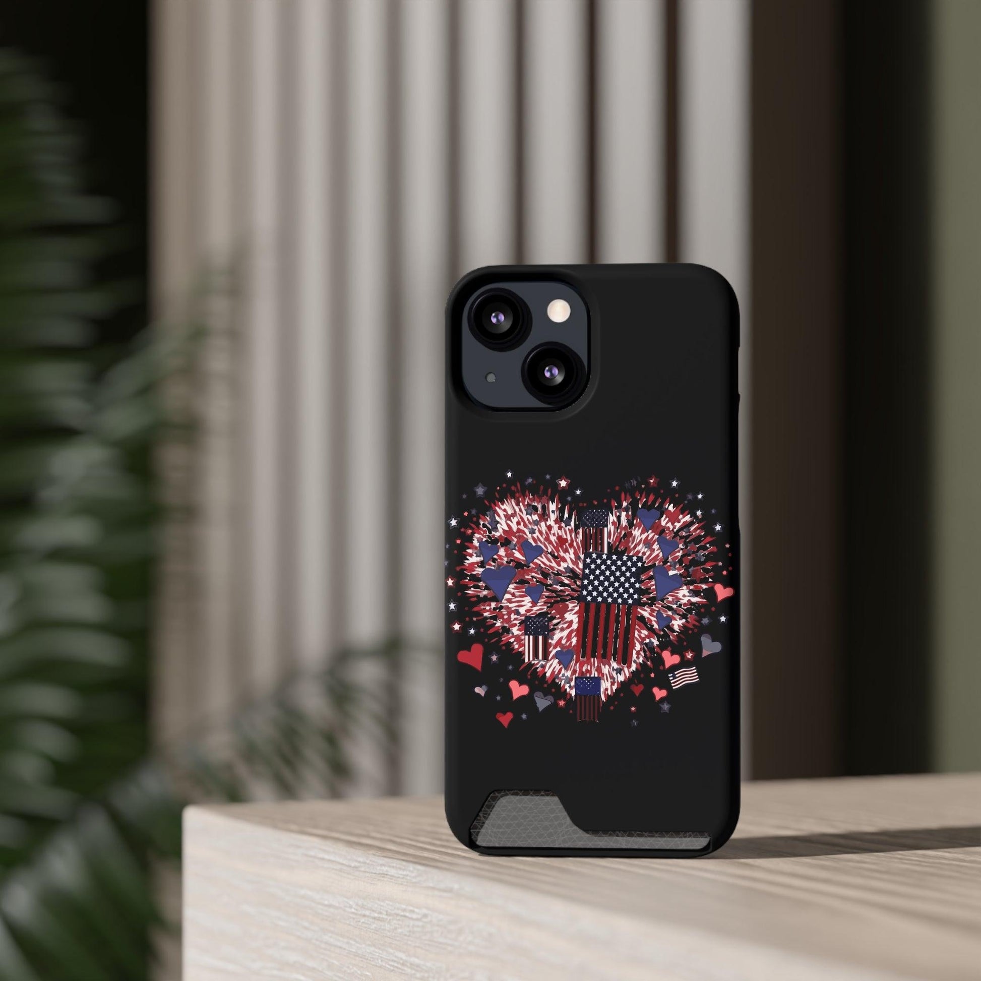 Patriotic Hearts of Valor Collection by Miniaday Designs, LLC. Phone Case With Card Holder - Miniaday Designs, LLC.