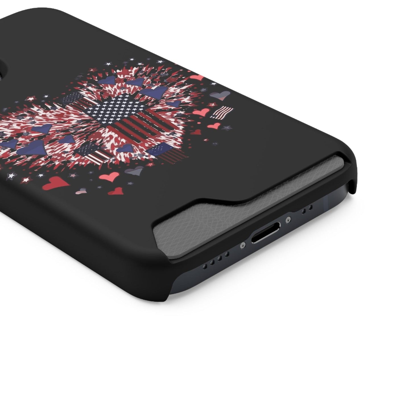 Patriotic Hearts of Valor Collection by Miniaday Designs, LLC. Phone Case With Card Holder - Miniaday Designs, LLC.