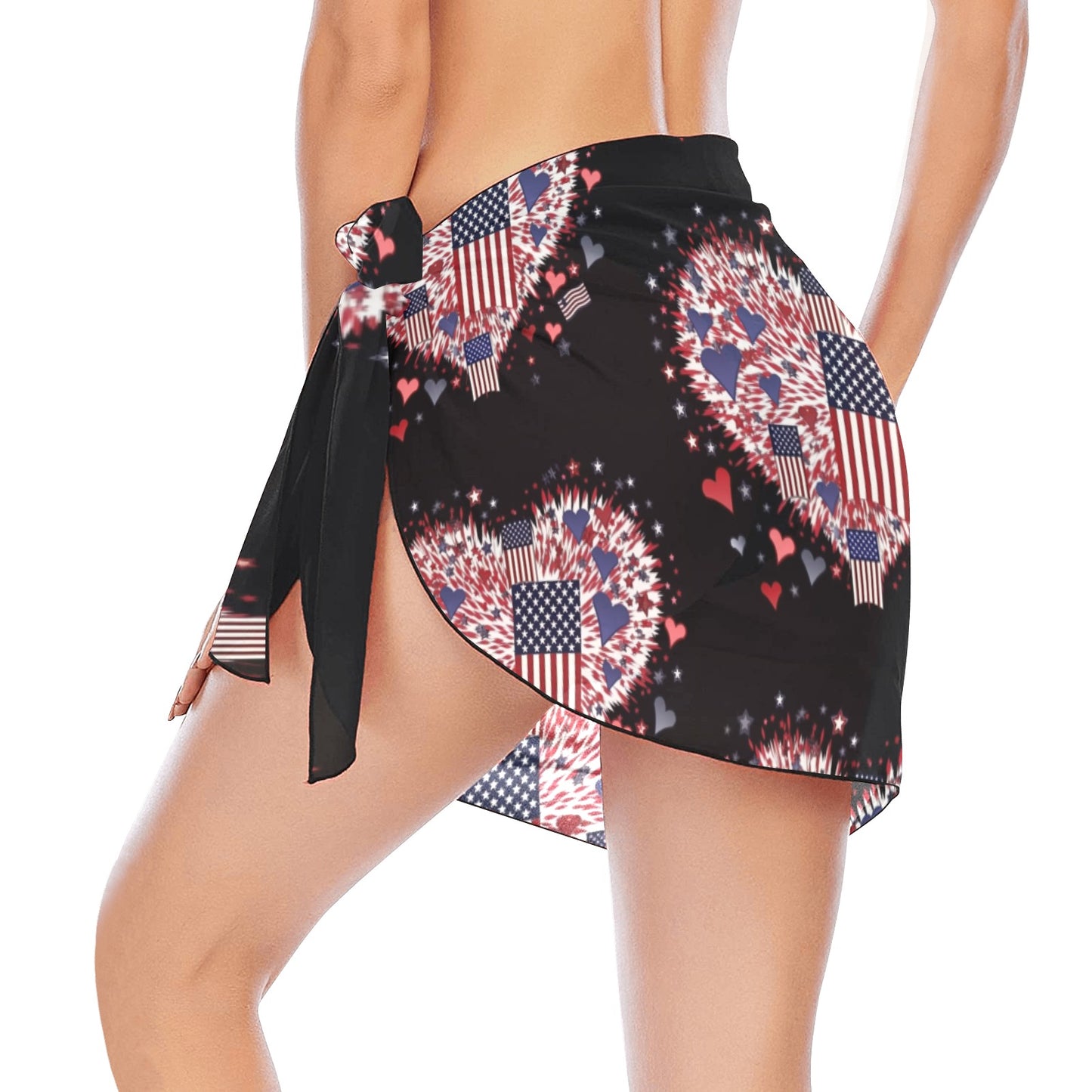 Miniaday Designs Women's Beach Sarong Wrap Patriotic Hearts of Valor Collection - Miniaday Designs, LLC.