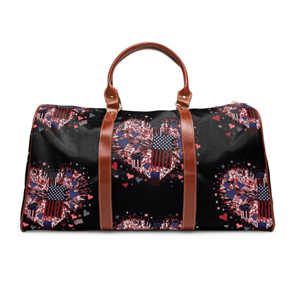 Patriotic Hearts of Valor Collection by Miniaday Designs, LLC. Waterproof Travel Bag - Miniaday Designs, LLC.