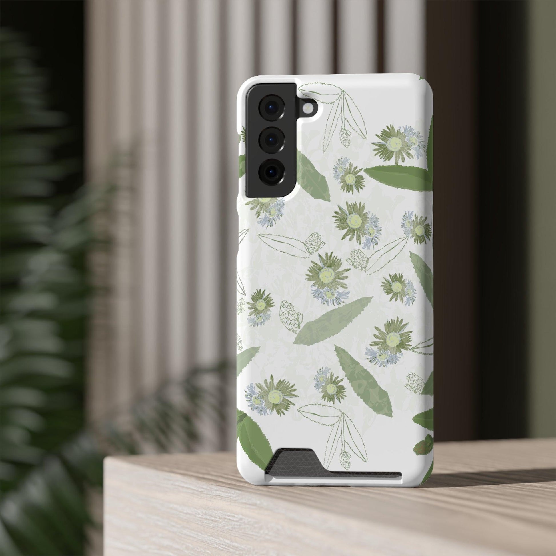 Serene Botanical Harmony Collection by Miniaday Designs, LLC. Phone Case With Card Holder - Miniaday Designs, LLC.
