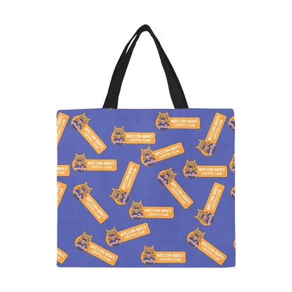 Miniaday Day Bitcoin Ben Blue Crypto Tote Bag All Over Print Canvas Tote Bag/Large - Miniaday Designs, LLC.