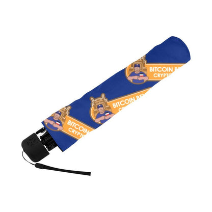 Miniaday Designs Bitcoin Ben Crypto Club Logo on Blue Anti-UV Foldable Umbrella - Miniaday Designs, LLC.