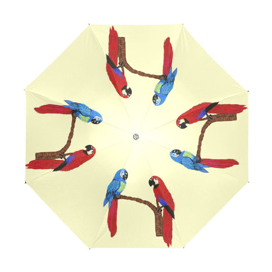 Miniaday Designs Parrots on Yellow Anti-UV Foldable Umbrella
