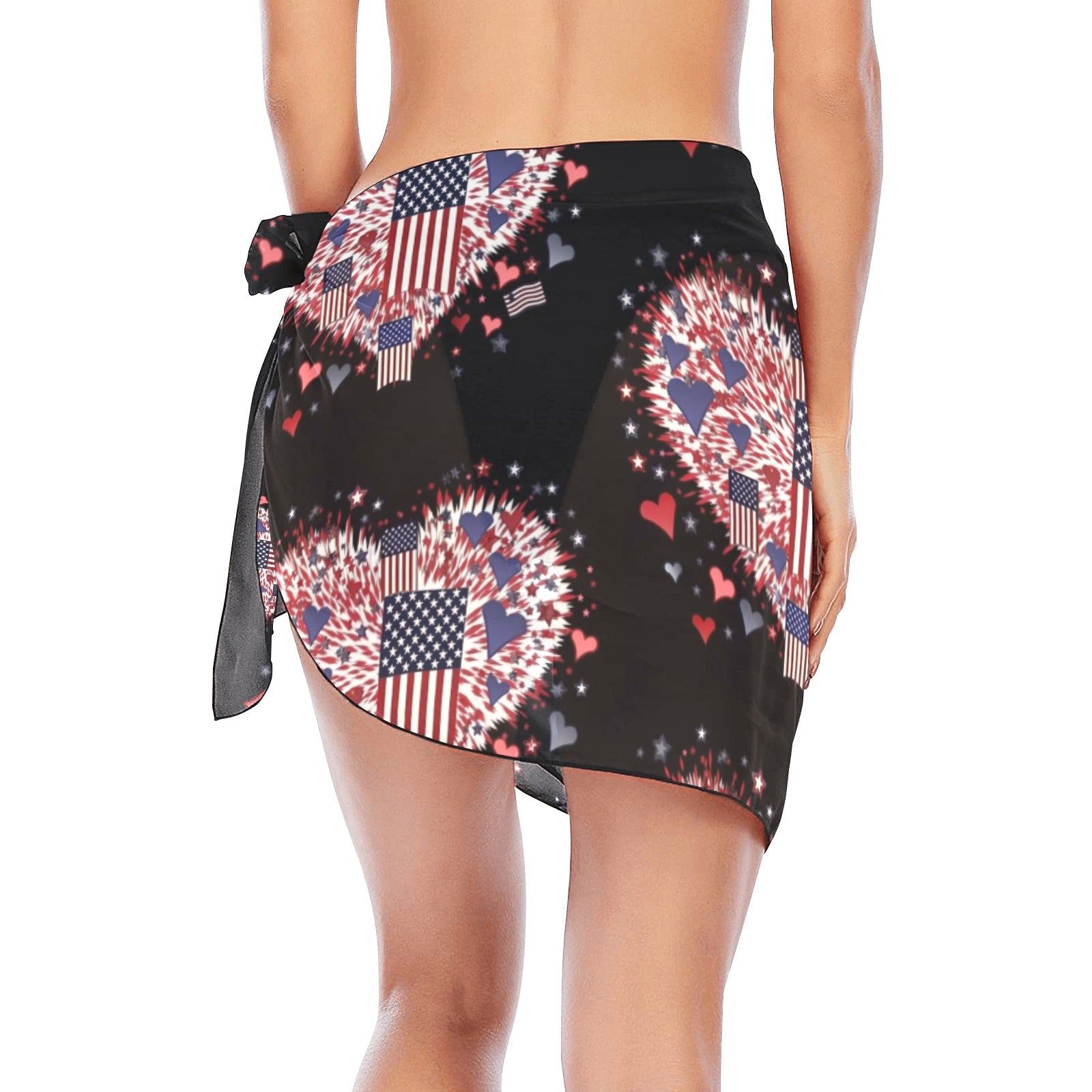 Miniaday Designs Women's Beach Sarong Wrap Patriotic Hearts of Valor Collection - Miniaday Designs, LLC.